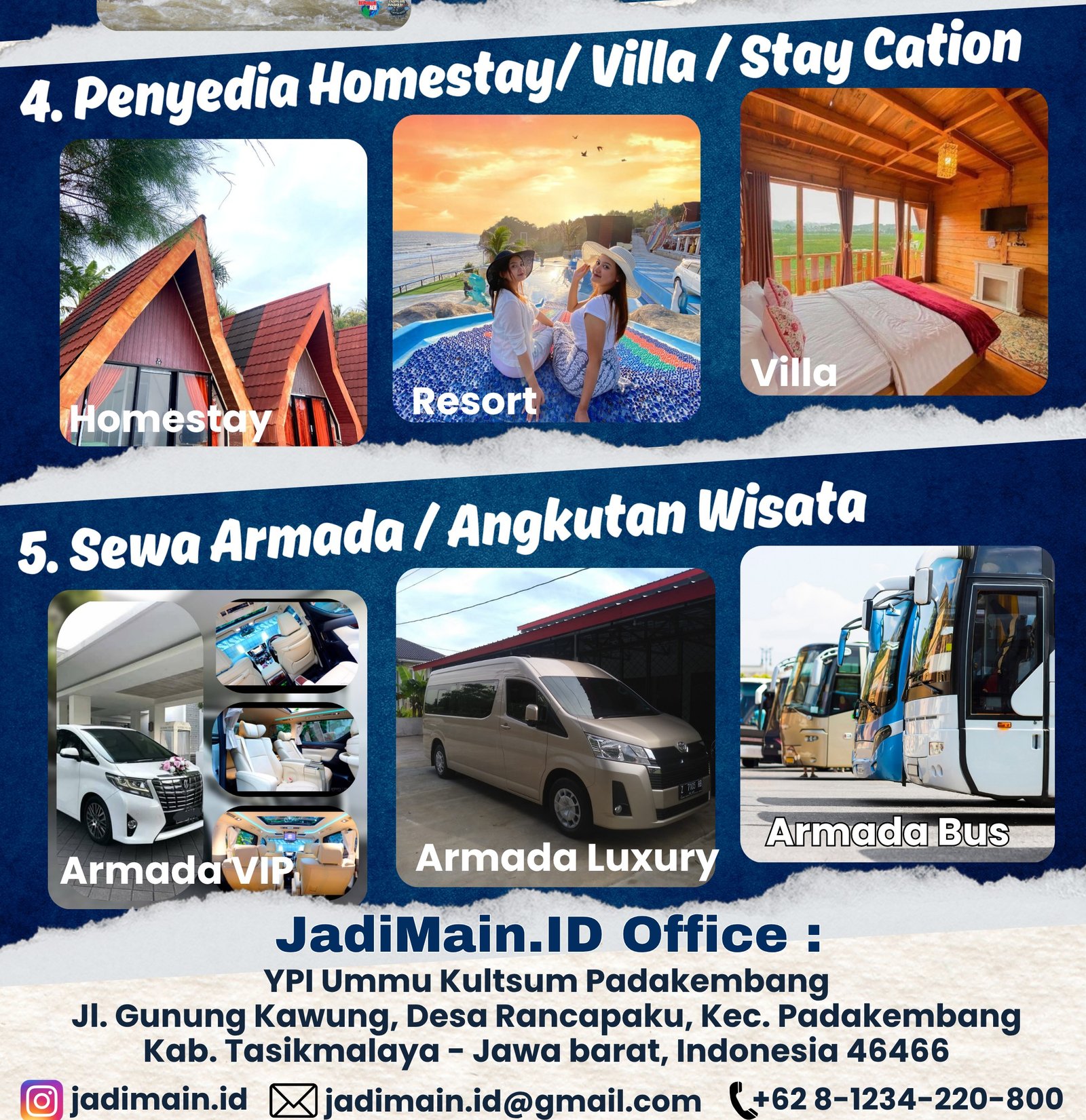 Penyedia Homestay, Villa, Stay Cation, Armada Pariwisata, Bus, Hiace, VIP Car, dll
